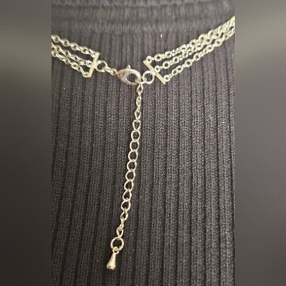 Silver Plated with Faux Pearls and Crystals 3 Layer Necklace - Picture 5 of 6